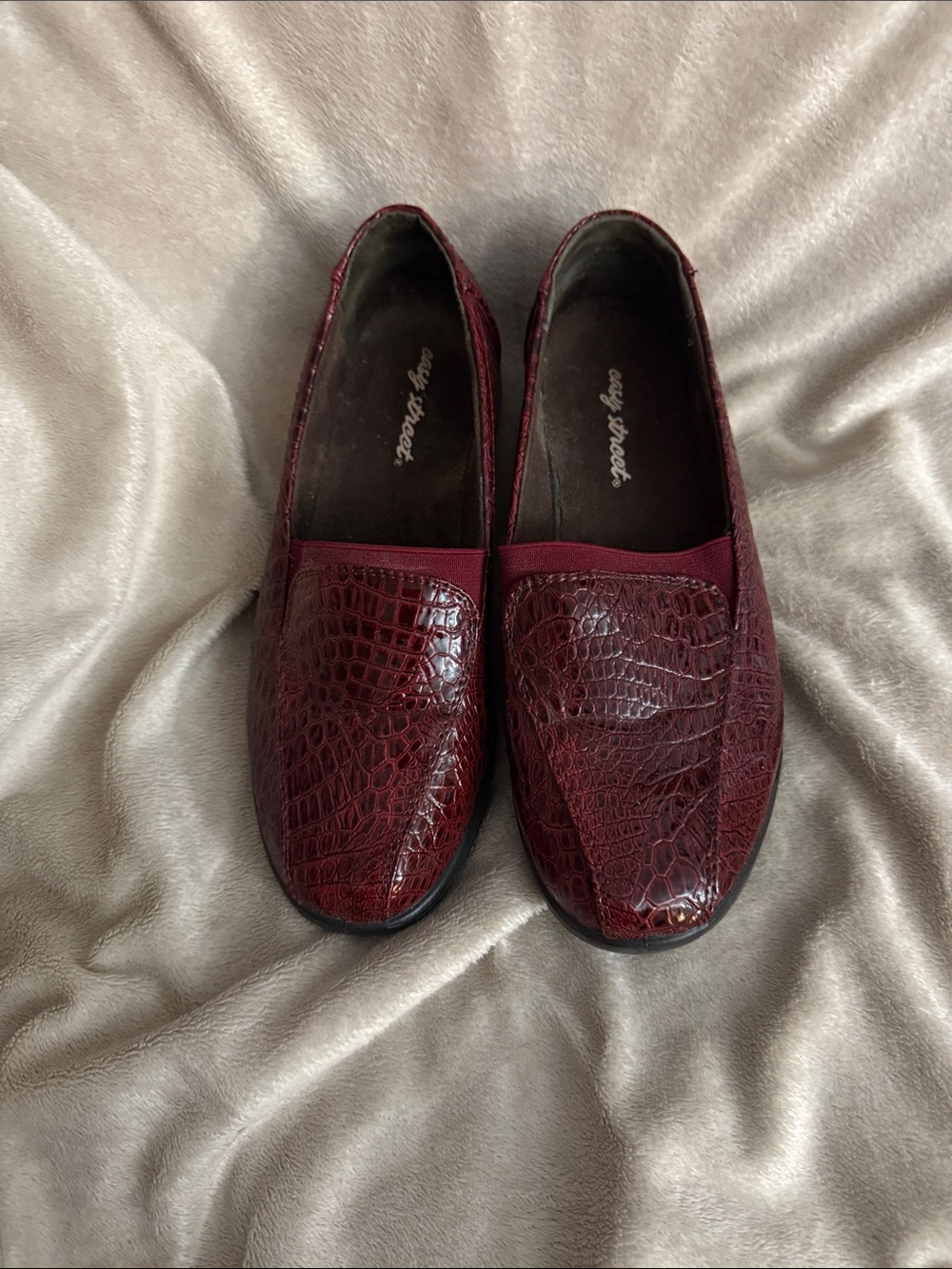 Easy Street Wine Croc-Embossed Slip-On Loafers